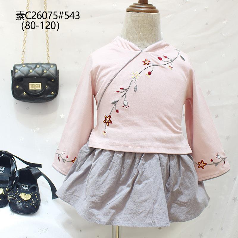 品牌童装素小妹秋季新品民族中小童女童装绣花公主长袖童裙|ru