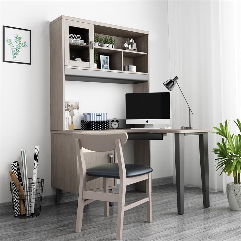 北欧转角书桌书柜一体电脑桌书房家具套装组合写字台家用学生|ru