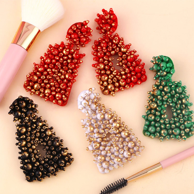 New Metallic Beige Beads Earrings Earrings Female display picture 13