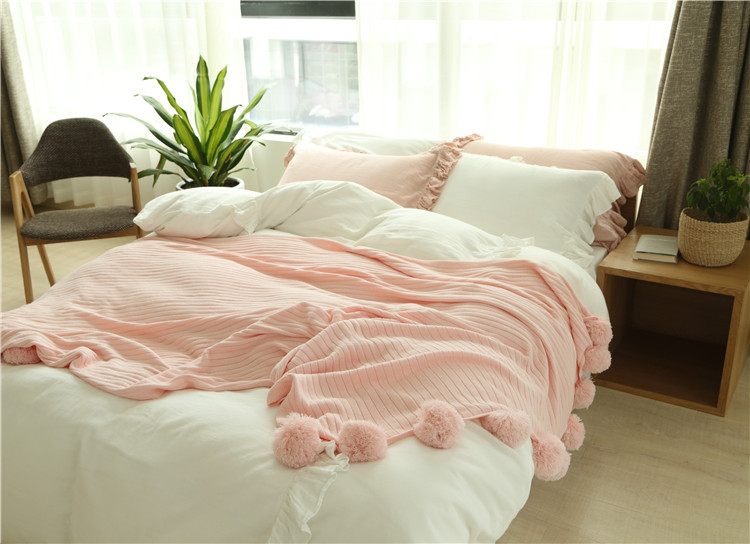 Lehká luxusní severská jednoduchá celobavlněná černá keprová deka do hotelové ložnice, vlněná deka, povlečení_voghion.com