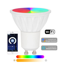 WIFI射灯GU10陶瓷COB智能灯泡涂鸦方案手机APP控制七彩RGB+W彩灯