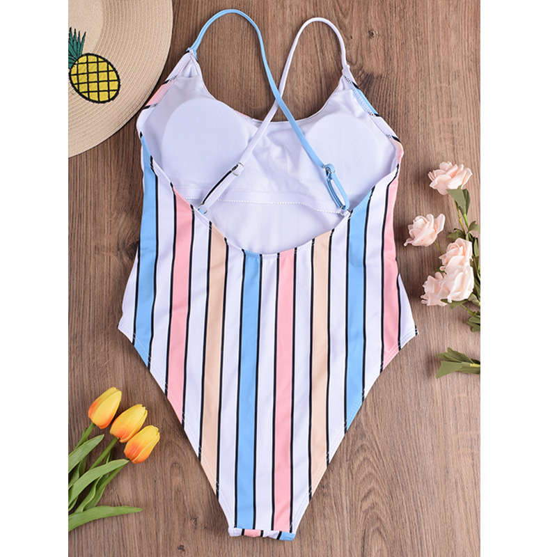 Color Striped One-Piece Swimwear  NSHL25115