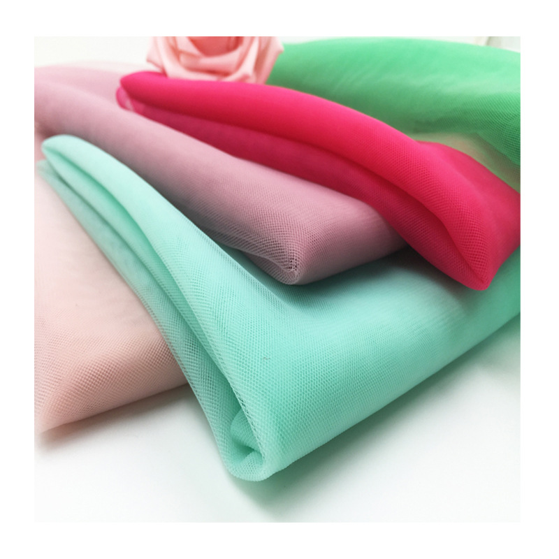 现货20D锦纶四角美国网眼布 高密度软纱面料 女装童装礼服面辅料