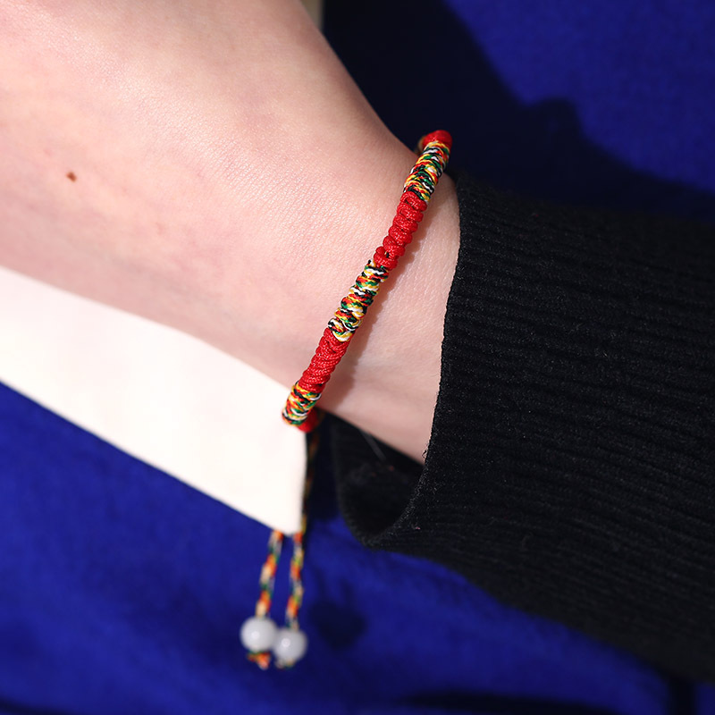 Title 5, Vintage Minimalist Ethnic Lucky Red Rope Bracel...