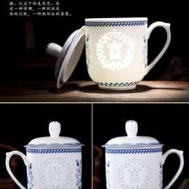 陶瓷杯 新款现代简约玲珑双层陶瓷杯 茶杯厂家