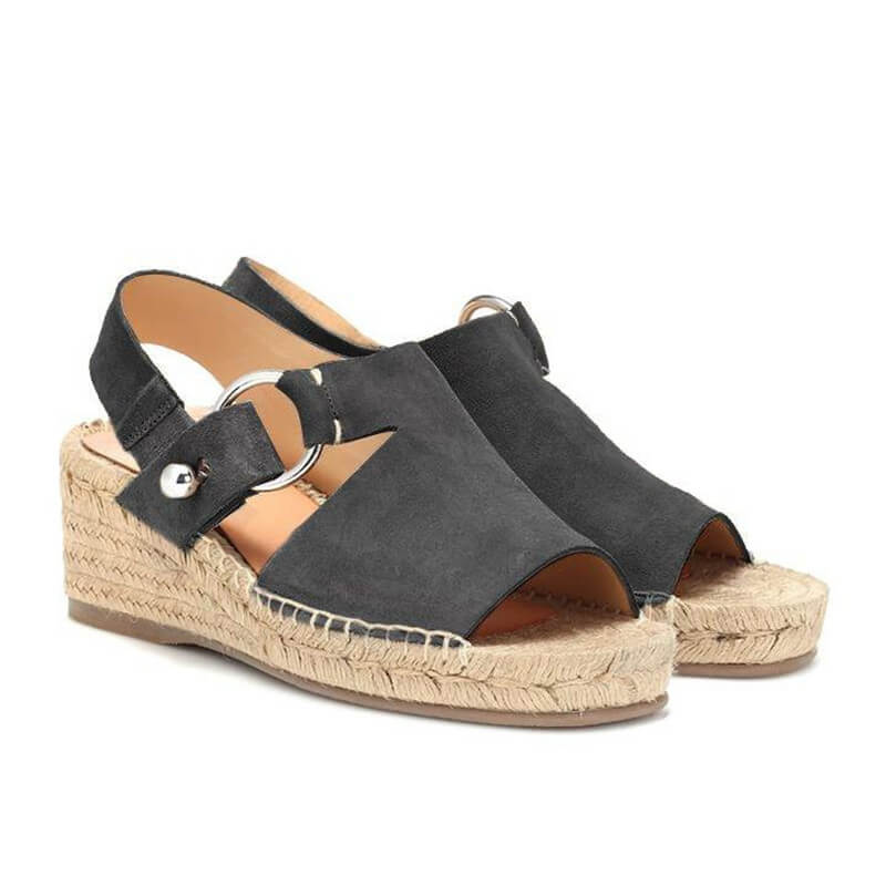 Popular Foreign Trade Product: European And American Style Straw-woven Thick-soled Slip-on Women's Wedge Heel Large Size_vogvips.com
