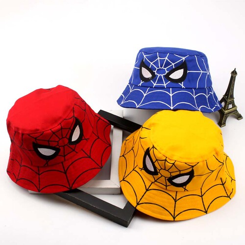 European and American Cartoon Spider-Man Fisherman Hat Versatile Boys and Girls Hats Autumn and Winter Children's Hats Large Brim Basin Hat Wholesale