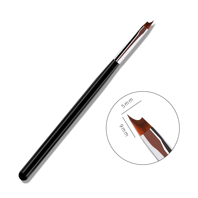 Manicura media luna cuchillo francés pluma varilla negro boca oblicua 8 # media luna francesa pluma francesa uñas pintura pluma serie