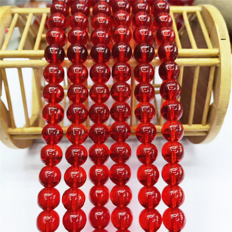 Wholesale of special crystal jewelry, large red crystal glass loose beads, DIY round bead jewelry, bead matching factory direct sales detail image 3