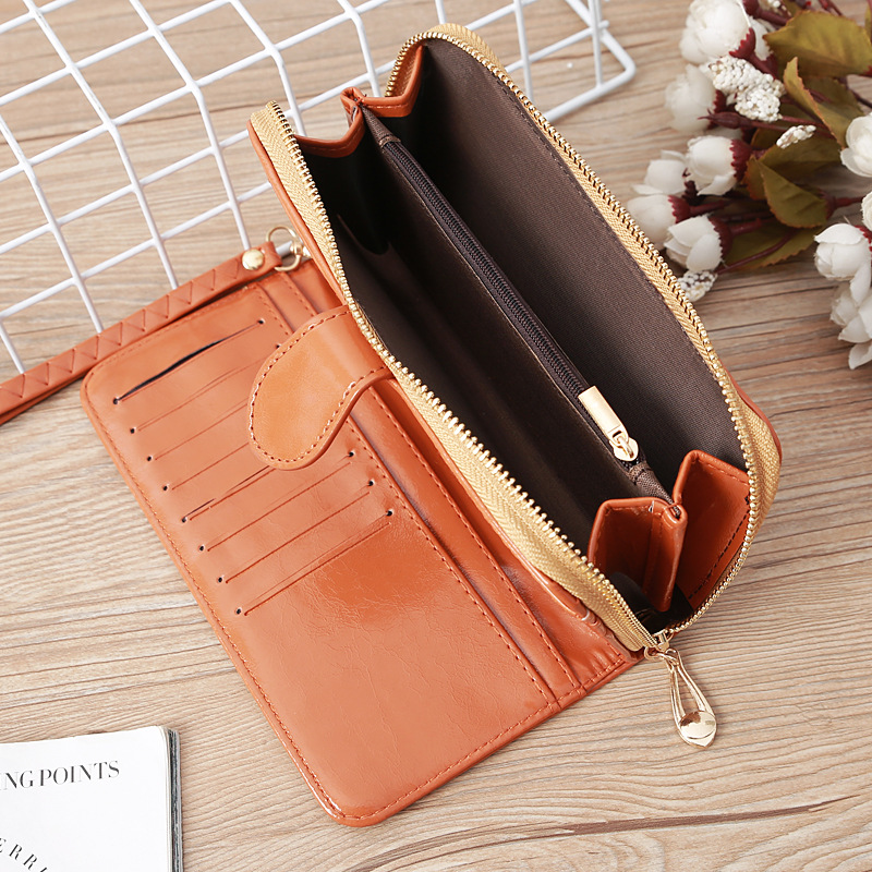 Leather Large-capacity Clutch Bag Elongated Concealed Buckle Wallet Card Holder display picture 21