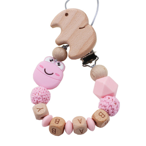 Foreign trade Amazon cartoon frog silicone pacifier chain baby beech teether chain toy anti-drop chain