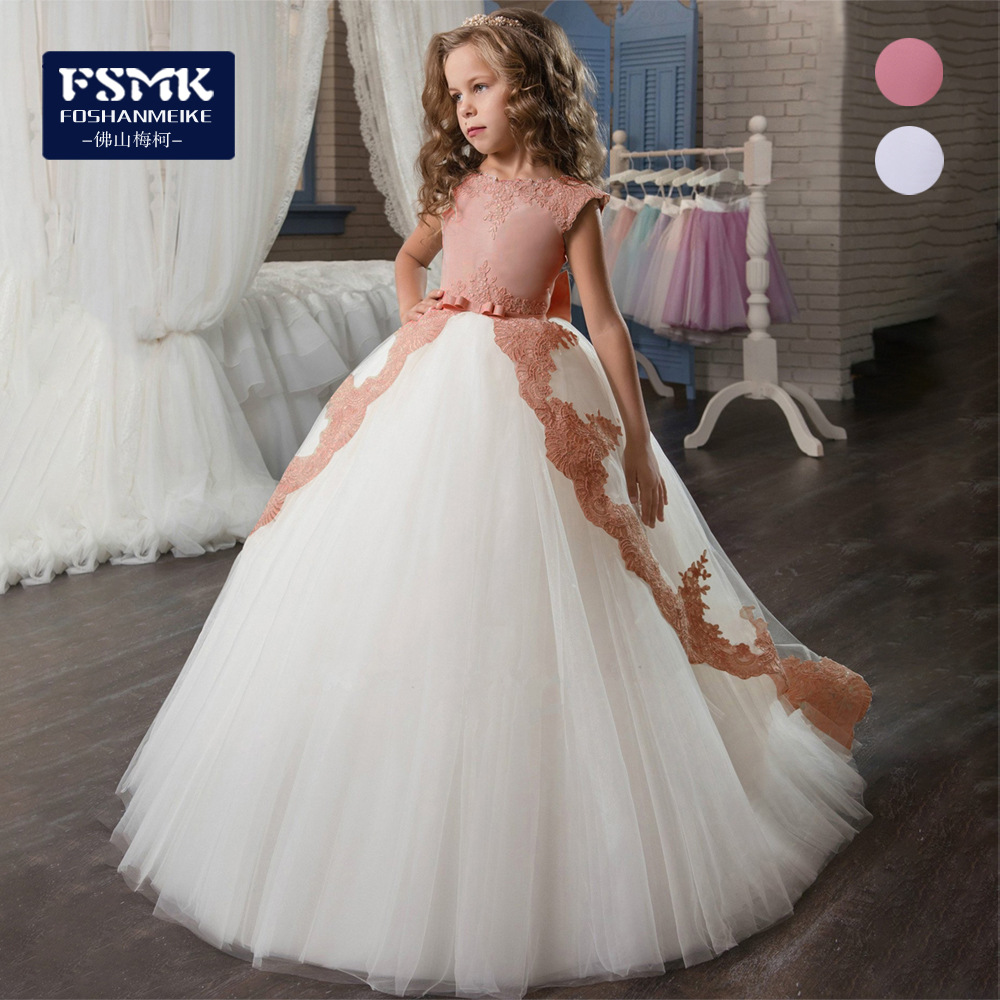 Europa y América nuevo vestido de novia largo mullido princesa vestido de color a juego encaje arco cola anfitrión vestido de noche