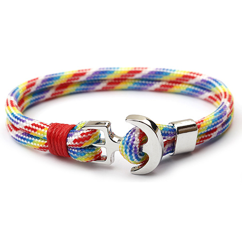 Daily Occasion Simple Style Anchor Alloy Rope Layered Men's Bracelets Men Cuff & Bangle