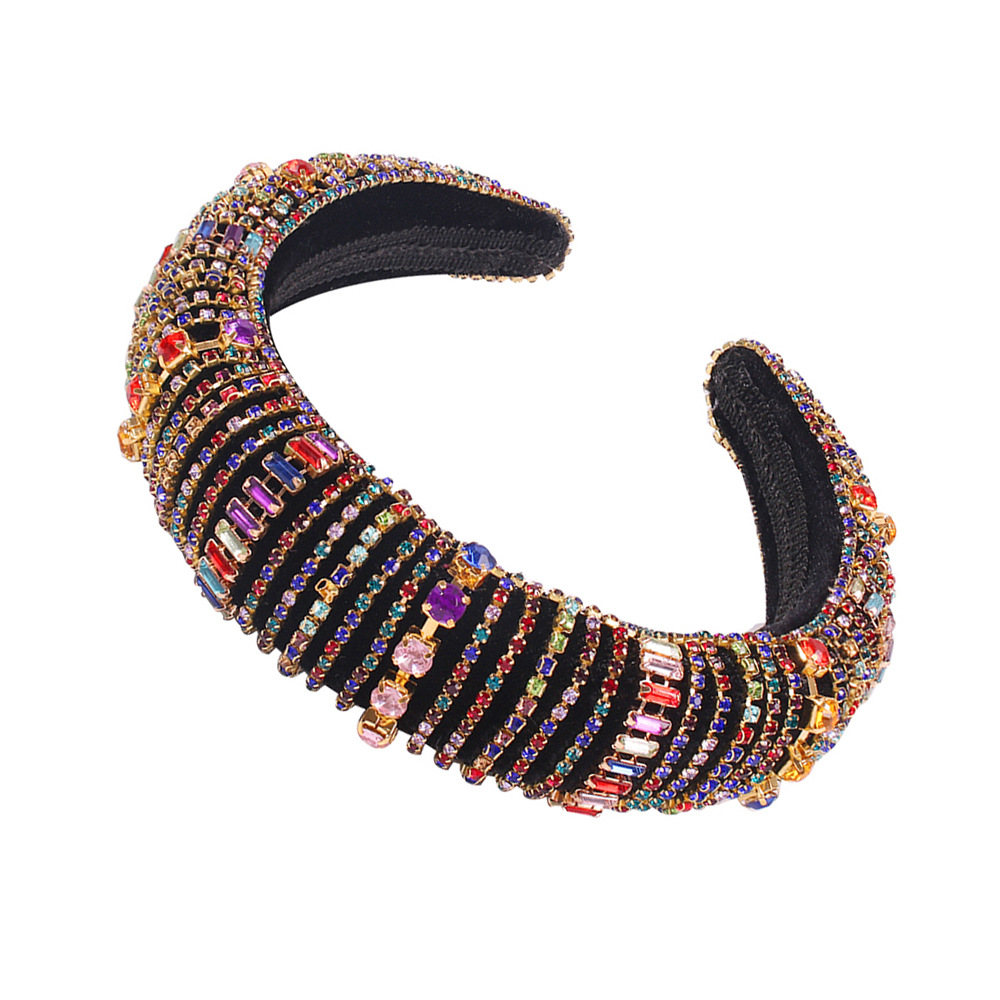 Thick Sponge Hair Hoop Hair Accessories Retro Inlaid Diamond Hoop display picture 12