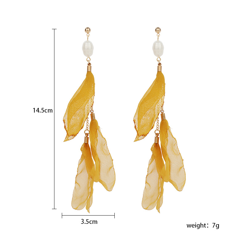 Simple Long Pearl Tassel Earrings Summer Flower Earrings Wholesale Nihaojewelry display picture 14