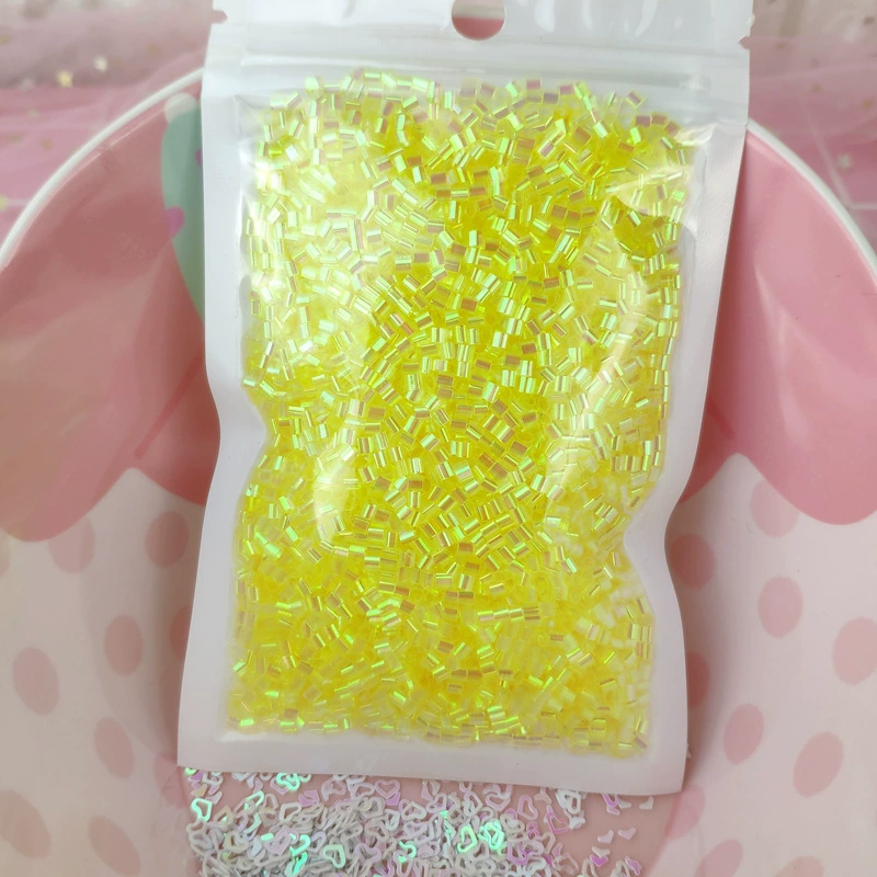 Soft Tube Beads 10 g — Iridescent DIY Slime & Craft Filler, Colorful Tiny Rice Granules