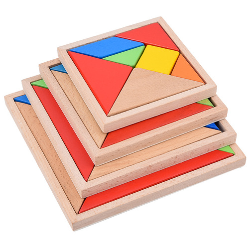 Beech wooden tangram intellectual puzzle student teaching aids wooden modern educational early education toys manufacturer wholesale