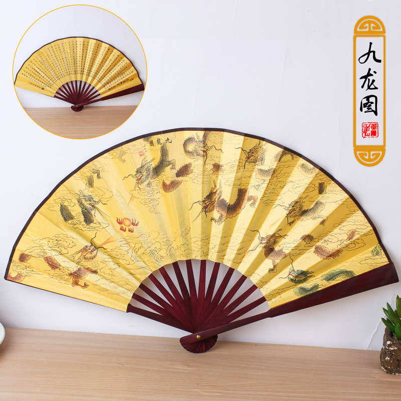 8寸精品绢布男士折扇批发 款式齐全 旅游景区木扇货源批发扇子