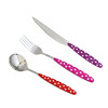 Rainbow -colored plastic handle stainless steel knife fork spoon dot and western tableware wave dot handle, bull buckle spoon