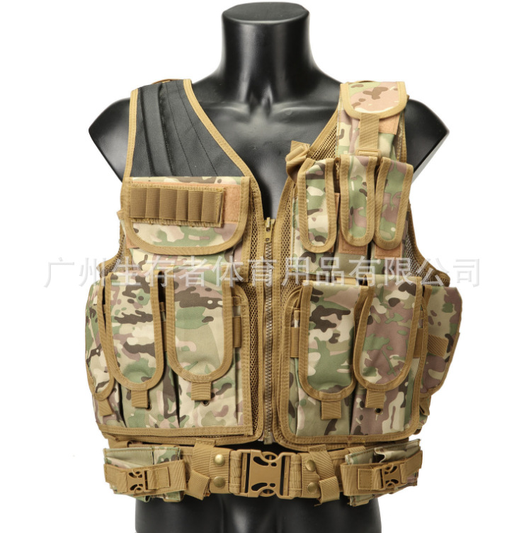 Chaleco táctico multifuncional y duradero, ventilado, malla camuflada, chaleco táctico anfibio, chaleco táctico de exploración de campo, chaleco táctico CS