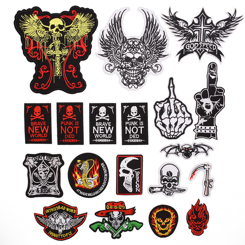 Junalu New Model Direct Sales Motorbike Patch Embroidered Badge Patch Cartoon Fabric Patch Can