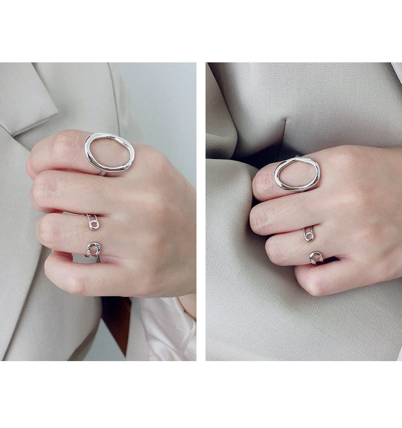 S925 Sterling Silver Simple Pin Female Ring Personality Opening Silver Ring display picture 4