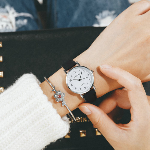 Women's Ins Style Strap Watch, Korean Version Fashion Trendy Simple Quartz Watch for Ladies