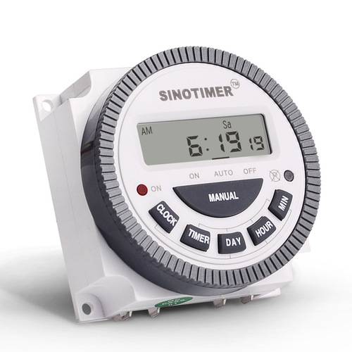 TM619 programmable 7-day cycle timer switch with smart time control, 1 normally open, 1 normally closed