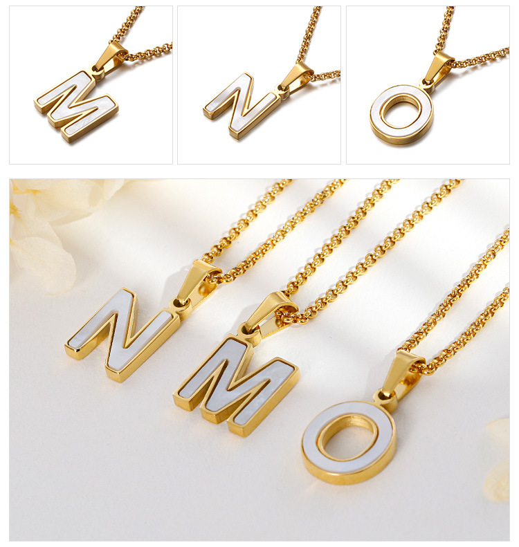 Shell Titanium Steel 18K Gold Plated Plating Letter Necklace display picture 6