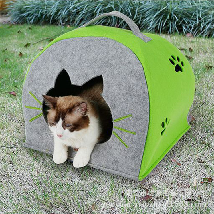 毛毡猫窝 舒适透气毛毡布宠物窝 手提折叠宠物狗窝猫房子加印logo