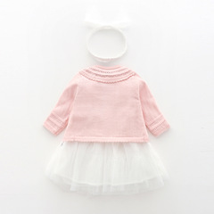 Baby Spring and Autumn Set for Girls Baby Knit Top Princess Dress Baby 100th Day and Birthday Gown Baby and Toddler Clothes
