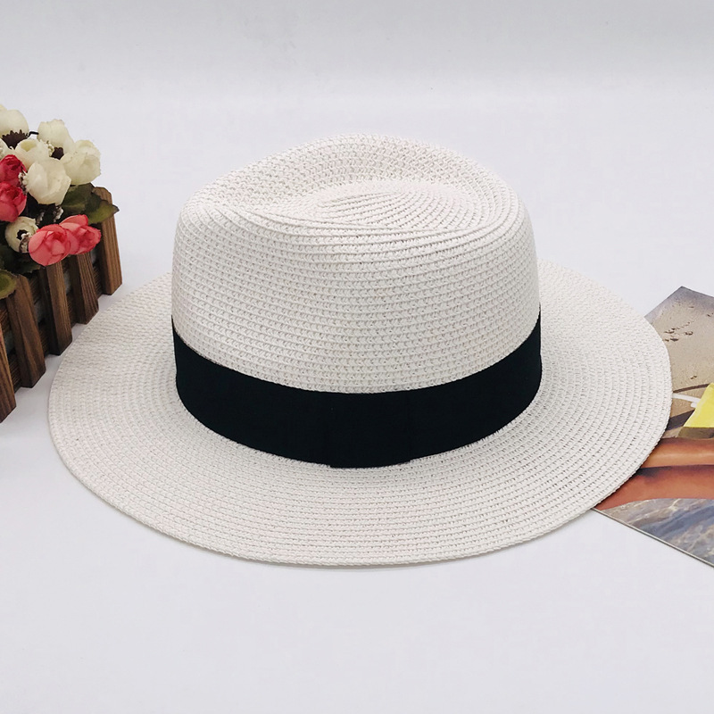 Factory Made Panama Straw Hat Ladies Summer Hat Korean White Straw Visor Hat Amazon Cross Border Source