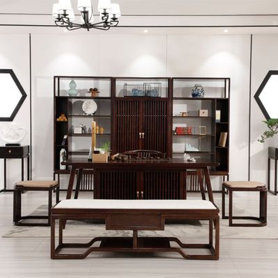 新中式茶桌椅组合实木功夫茶台禅意中式泡茶桌别墅高档白蜡木家具