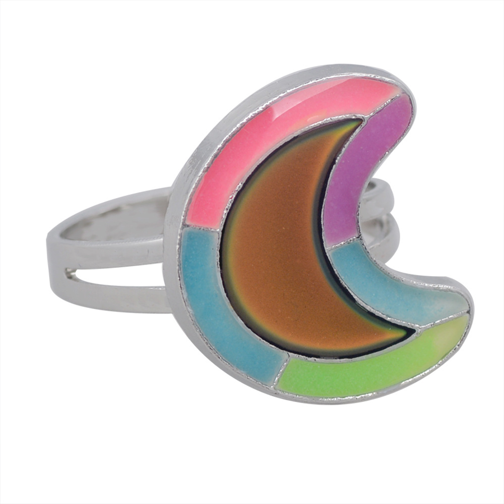 50g Weight Artificial Gemstones Inlay Material Birthday Occasion Alloy Material Heart Pattern Women'S Gender Plating Design Fashion Style Simple Peach Heart Love Butterfly Moon Color Changing Ring 37