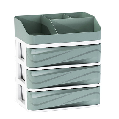 辦公桌面收納盒抽屜式塑料首飾化妝品整理櫃多層梳妝台儲物盒彩妝