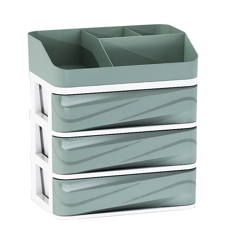 辦公桌面收納盒抽屜式塑料首飾化妝品整理櫃多層梳妝台儲物盒彩妝