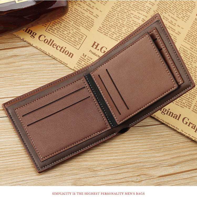 105g Weight Polyester Lining Material Open Closure Type Business, Travel Occasion Pu Leather Material Solid Color Pattern All Seasons Season Men'S Gender Basic Style Square Shape Blue Color New Men's Wallet Korean-style Short Wallet Glossy Wallet Fashion Loose-leaf Soft Leather Beauty Wallet Factory Wholesale 9