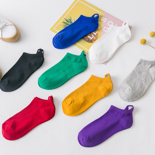 Smiley socks couple socks shallow mouth men's socks small daisy cotton women's socks boat socks summer ins trend medium tube low-cut socks
