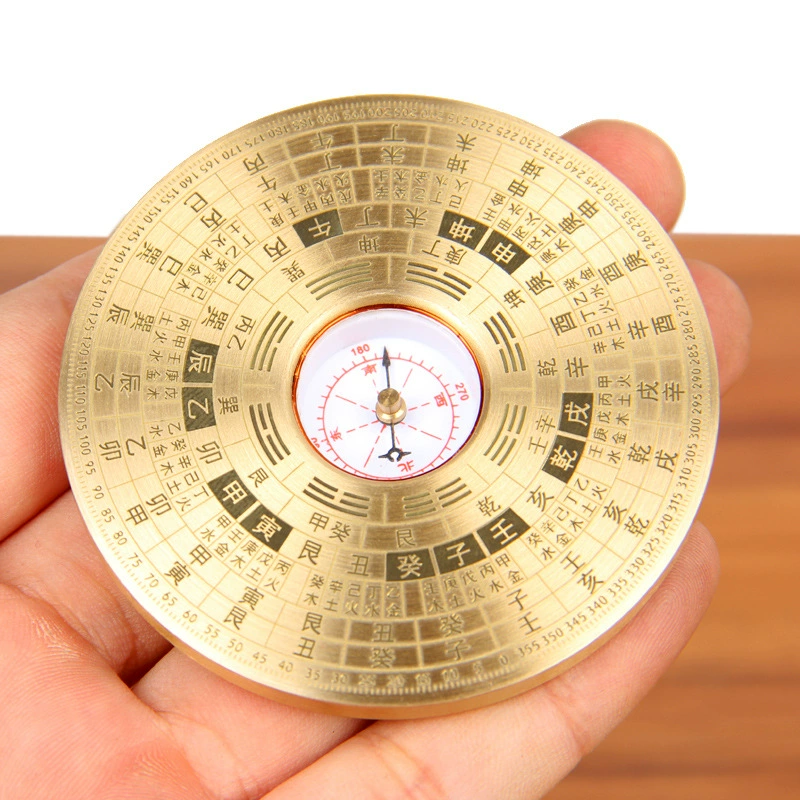 Compass plate high-precision copper ornament professional comprehensive gossip diagram compass carry small Luo script