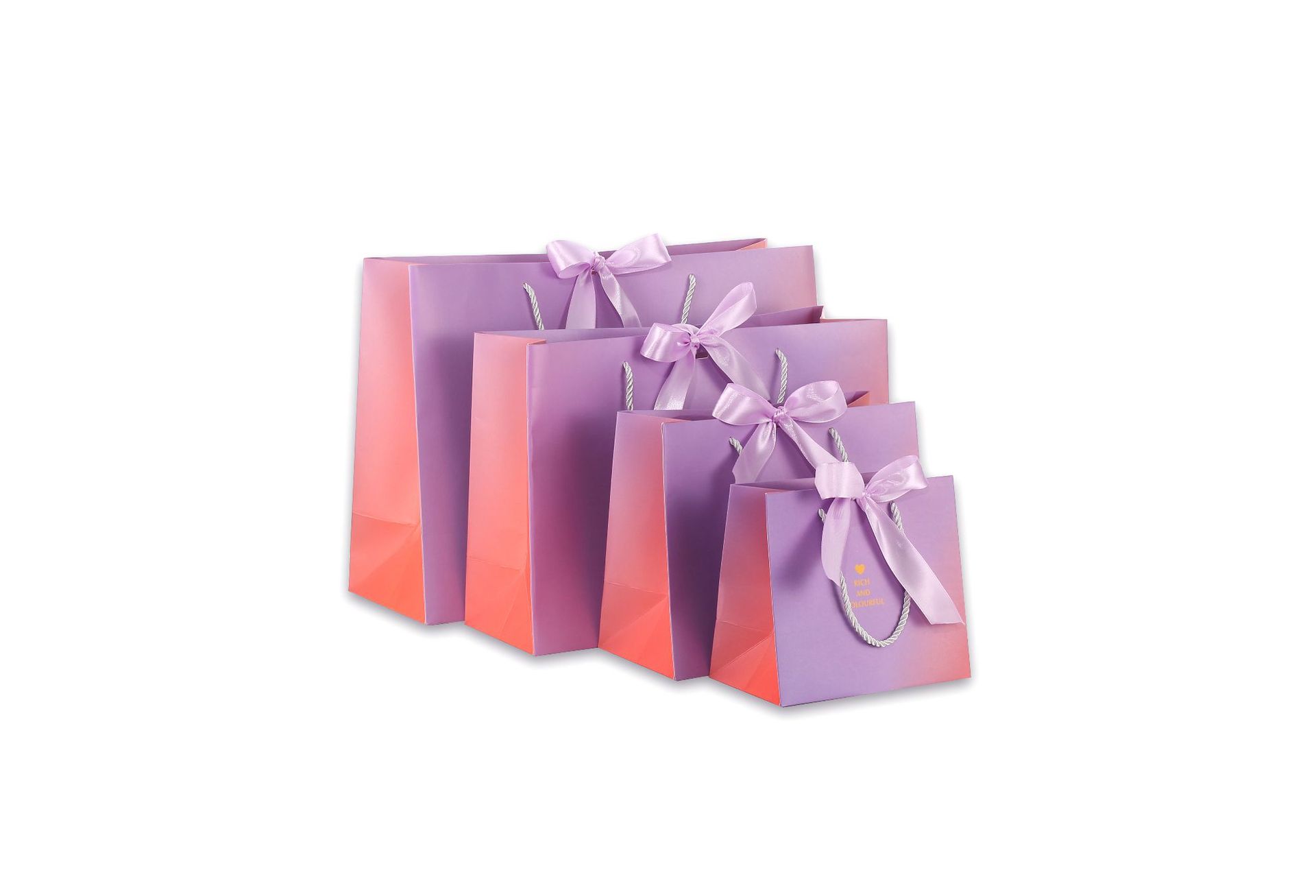Bolso de empaquetado degradado púrpura bolsa de regalo degradado tienda de ropa bolso bolsa de papel bolsa de regalo con logotipo impreso