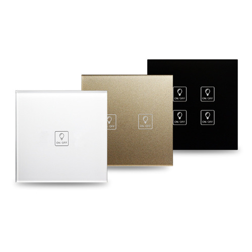 New steel tempered glass panel zero line single control one-way touch lamp switch smart switch European standard switch