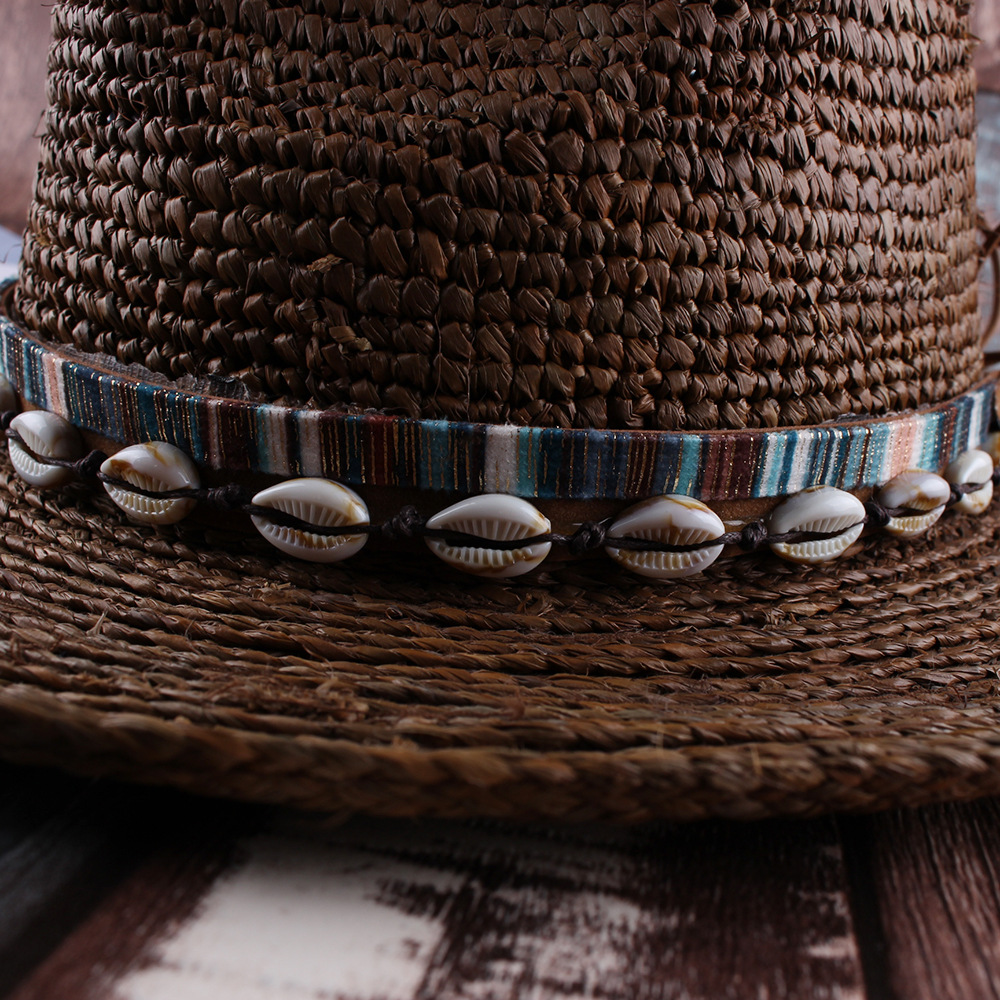 Moda europea y americana todo partido rafia Jazz sombrero mujer primavera y verano en forma de campana protección solar ajustable playa viajes sombrero de paja