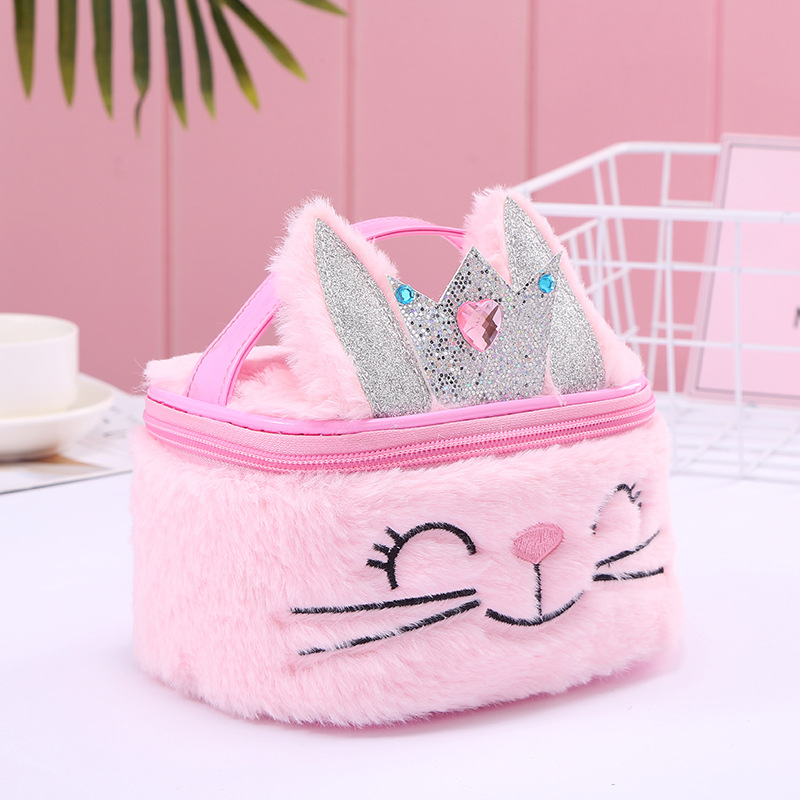 Wholesale of large-capacity cosmetic bags for cats and rabbits in foreign trade, pu leather cute hand-held bags, and storage bags for girls and children detail image 8