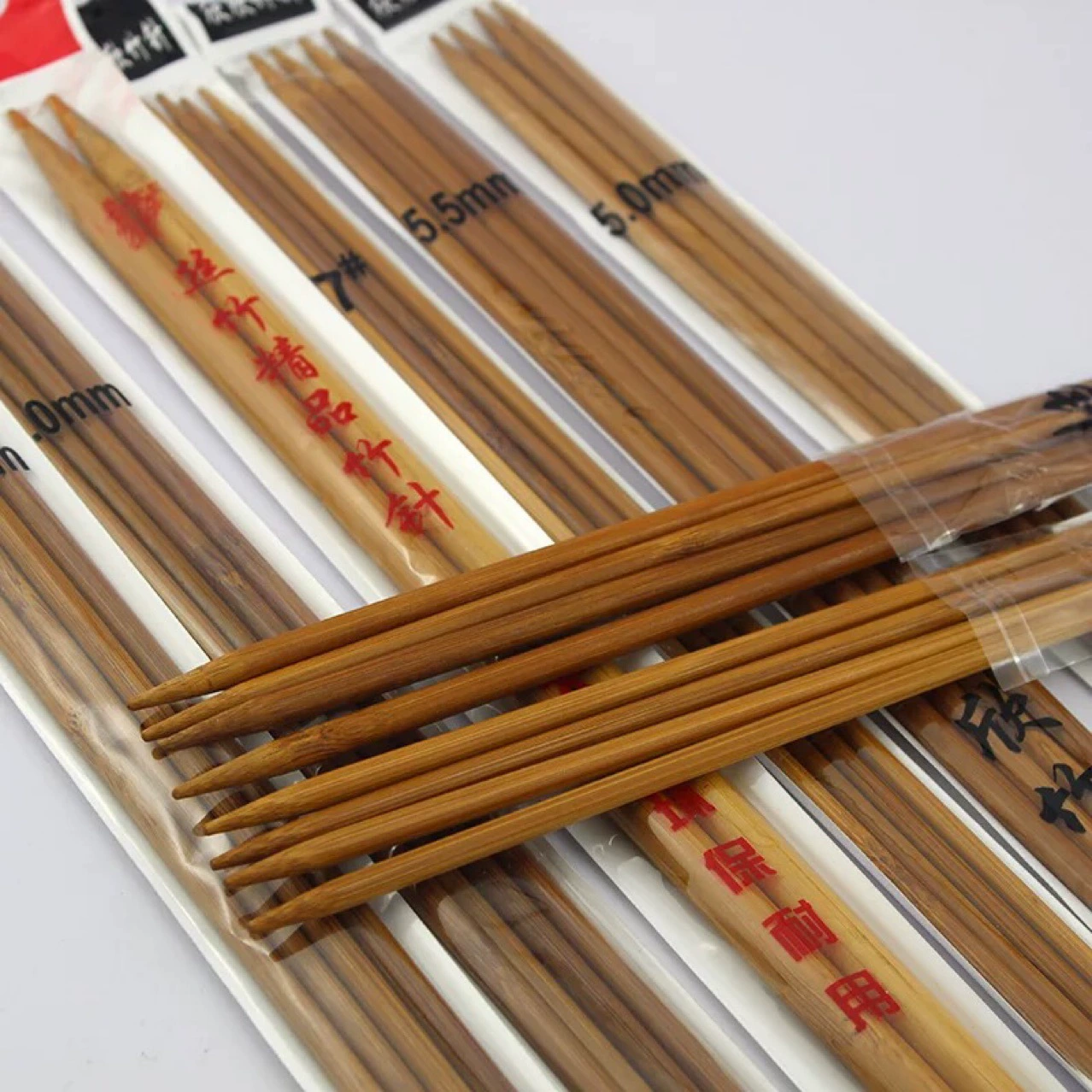 Handmade yarn kit, soft plush skeins with bamboo needle 6 mm, mixed colors and tutorial options
