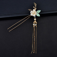 Hanfu Accessory with Dual Flowing Tassels Hairpin, Classical Style Fairy Headpiece, Gold Color Wholesale