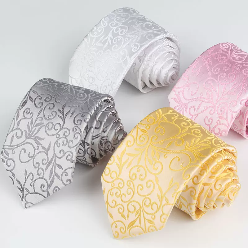 时尚商务男士领带8cm 晚装宴会新郎结婚花纹领带 1200针涤丝领带