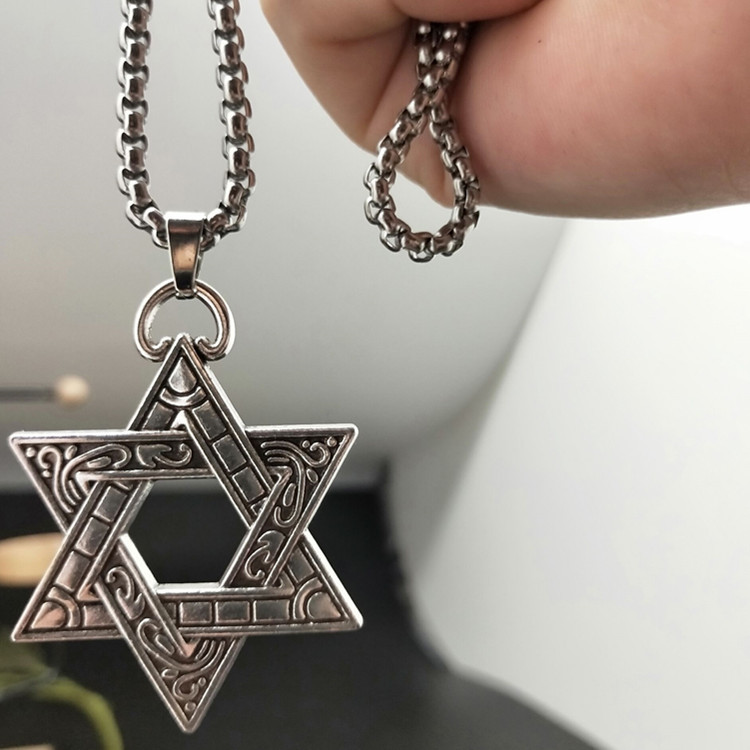 Six pointed Star Fashion Student Couple Personalized Titanium Steel Men's and Women's Necklace Pendant Accessories_voghion.com