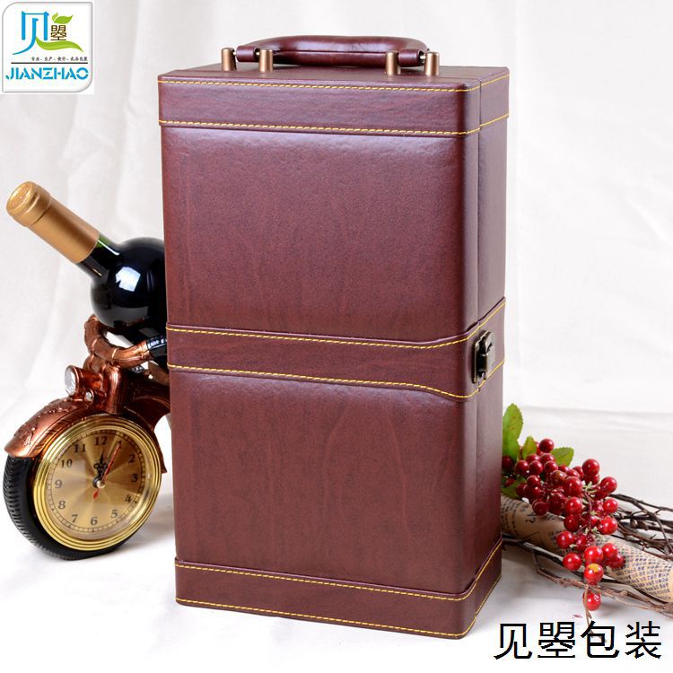 木纹双支红酒盒