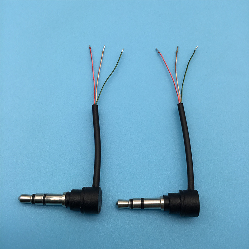 漆包线生产厂家3.5立体声弯头音频线三芯8*0.08漆包线蓝牙耳机线