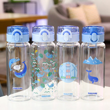 廠家直銷 韓版卡通海洋彈扣喝水玻璃杯戶外旅行車載辦公學生水杯